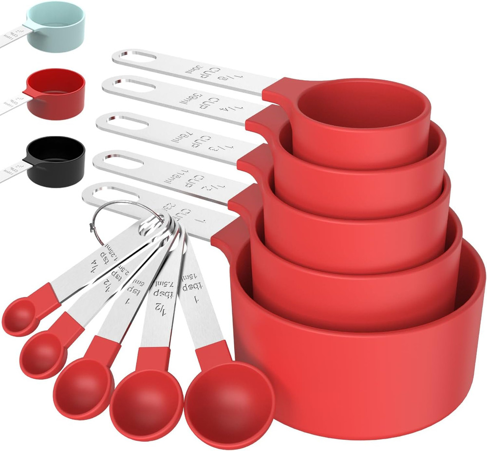 Measuring Cups & Spoons Set, Stackable Cups and Spoons, Nesting Measure Cups wit