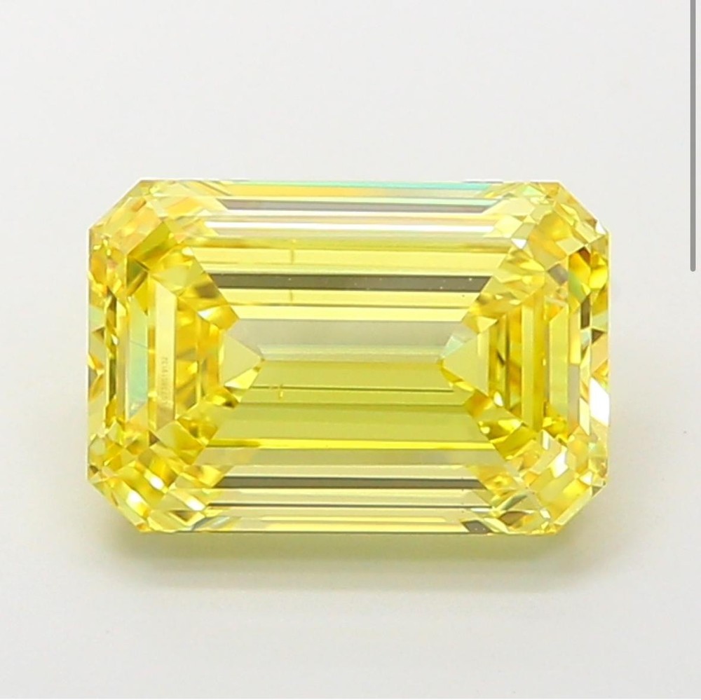 Yellow Emerald Cut Lab Created Diamond IGI