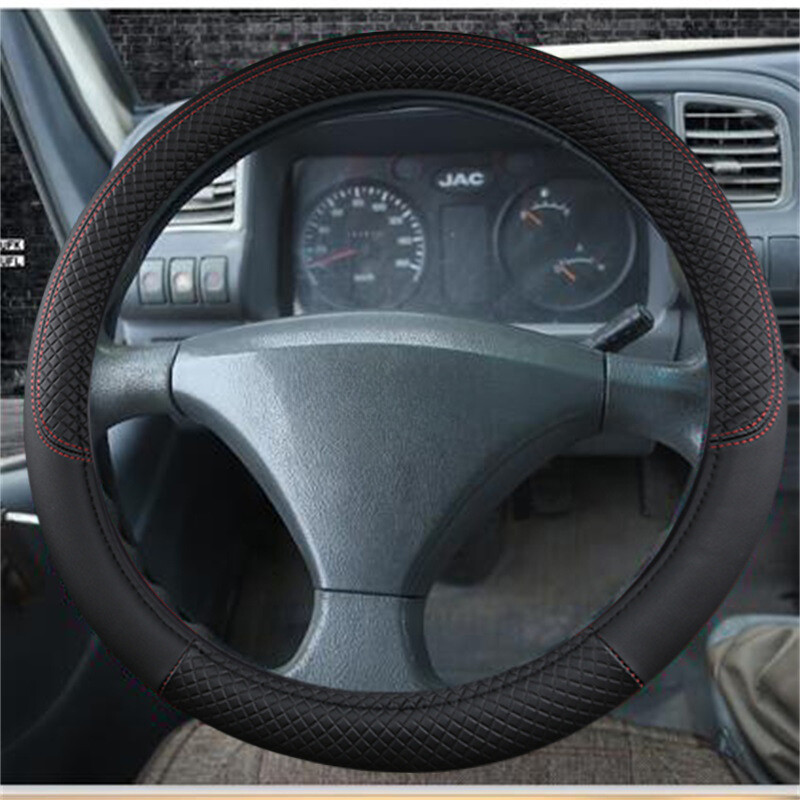Car Steering Wheel Cover 15" 16" 17" 18" 19" Van Semi Truck Bus Leather Cover