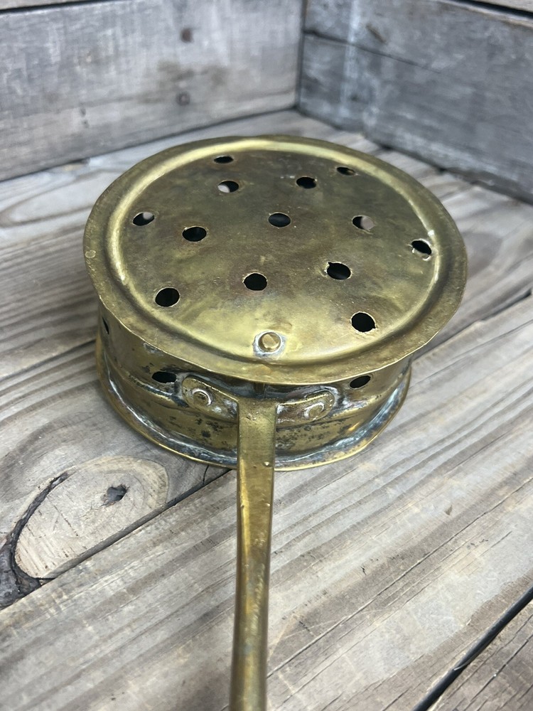 Primitive Antique Brass Handle with Copper Bed Warmer AS-IS Great Decor! Dented!
