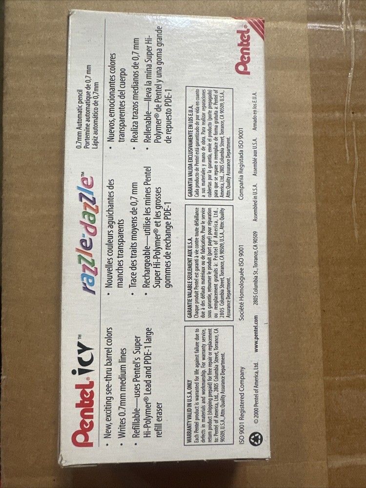 12 Pack Pentel Icy Blue Automatic Pencil 0.7 mm