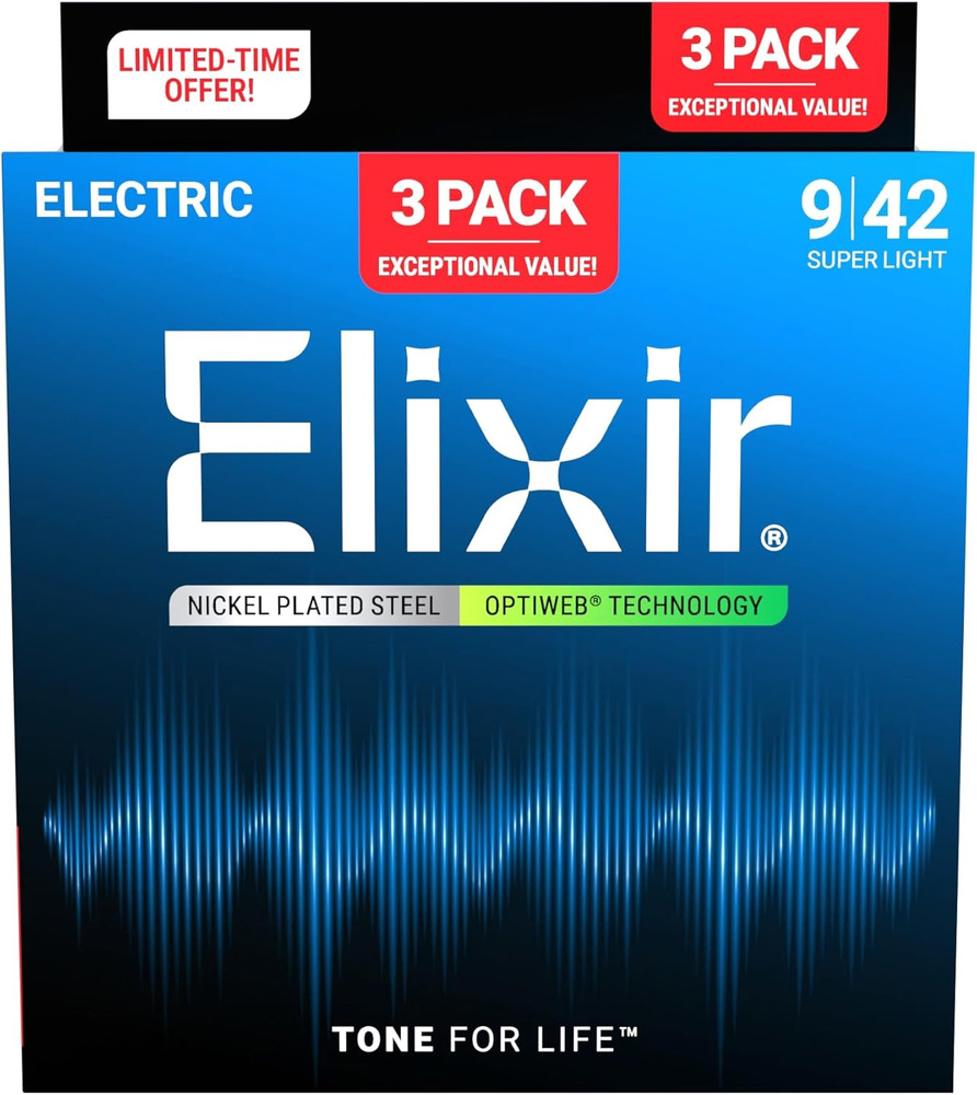 16571 OPTIWEB Electric Guitar Strings Light .009-.042 (3 Pack 19002)