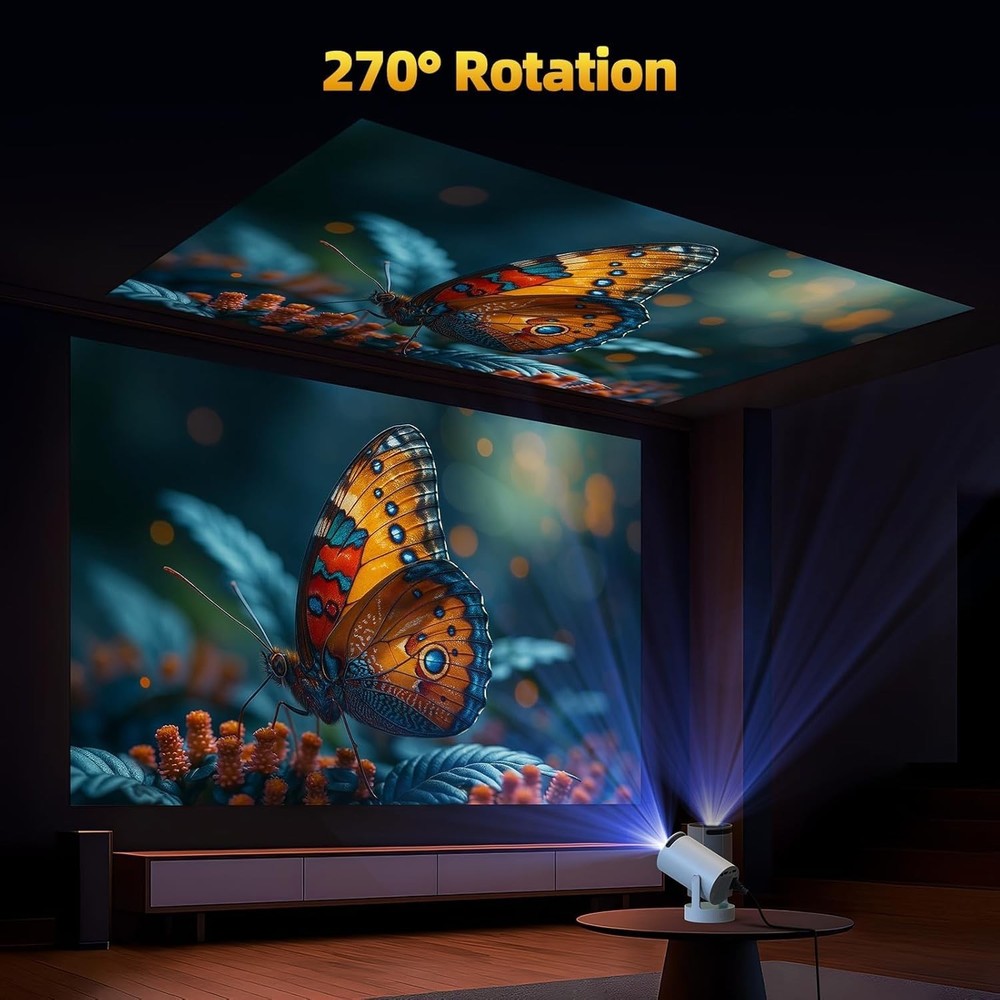 Mini Projector 4K WiFi Bluetooth Portable with 5W Soundbase White