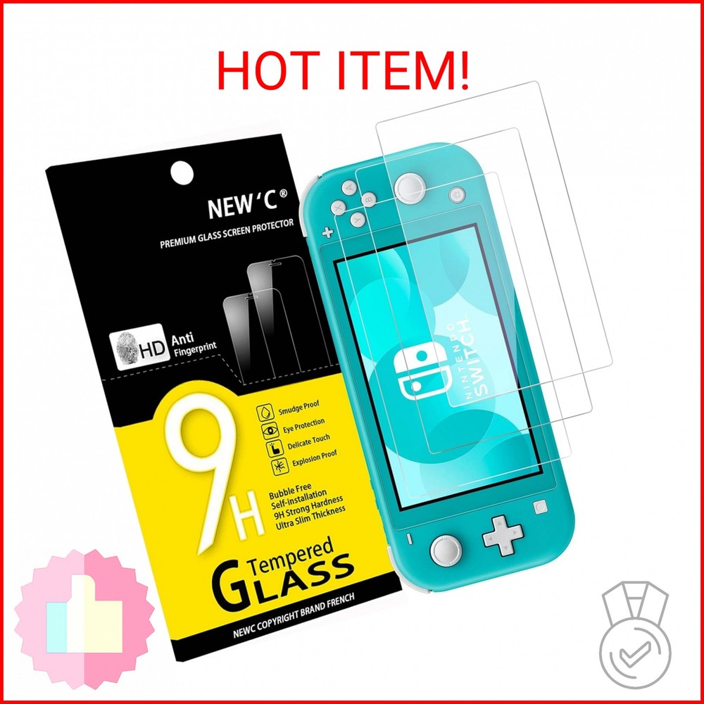 NEW'C 3 Pack Designed for Nintendo Switch lite Screen Protector Tempered Glass,