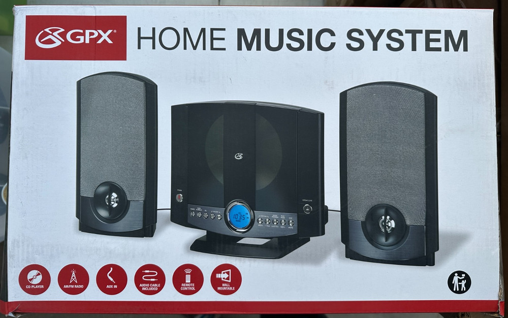 GPX HM3817DTBLK HMS Vert CD Dig. AM/FM Remote Bundle