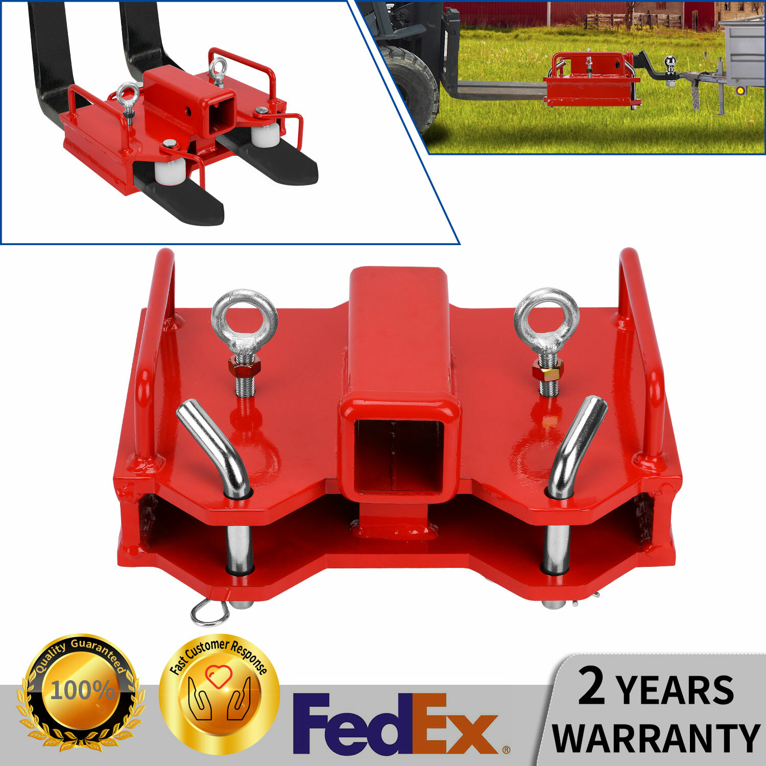2" Trailer Hitch Receiver Dual Pallet Fork Forklift Towing Adapter Attachment