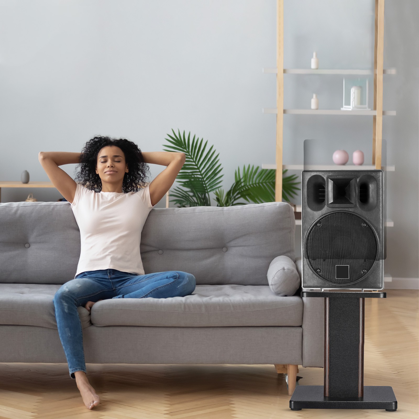 2 x Wood Speaker Stands 5.9 Inch (15cm) Speaker Stand Hollowed Stands