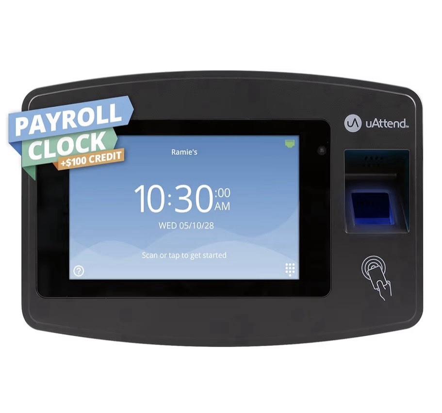JP2000 Payroll Time Clock, Cloud Payroll Engine w/ Biometric & RFID, $100 Credit