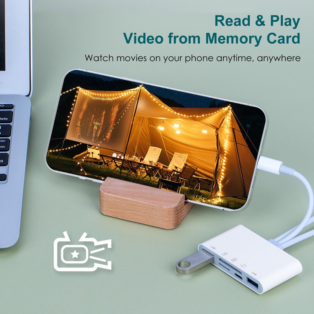 5-in-1 Memory Card Reader USB/USB-C SD/TF Plug-and-Play for Phones Tablets