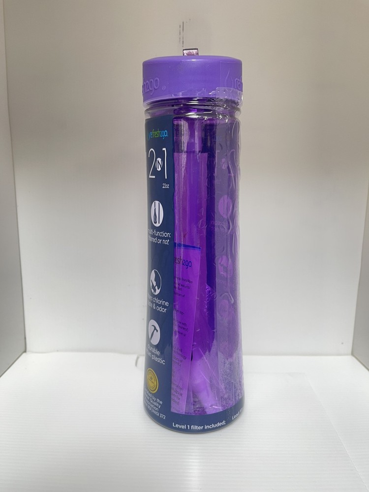 Refresh2go 2 In 1 22oz Purple Water Bottle - BPA Free Multi-function Filter