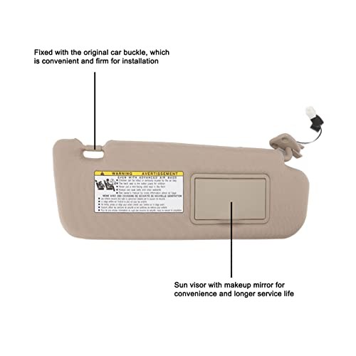 Classic Car Sun Visor Assembly with Makeup Mirror - Replacement for Right