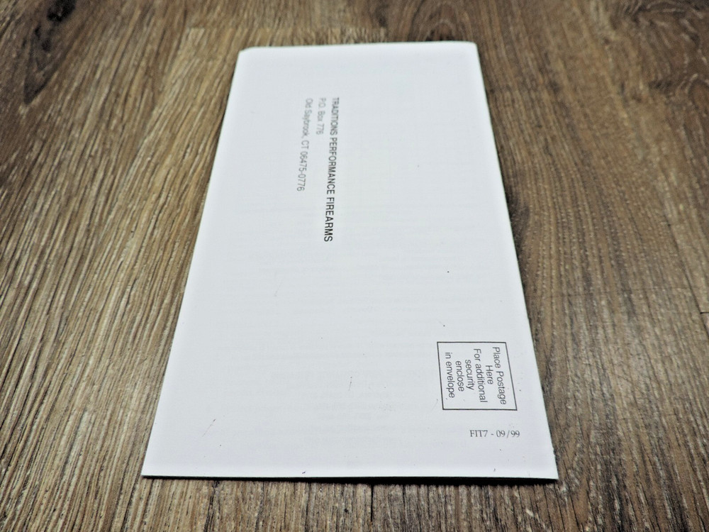 Traditions Performance Firearms Loading Shooting & Care Instructions