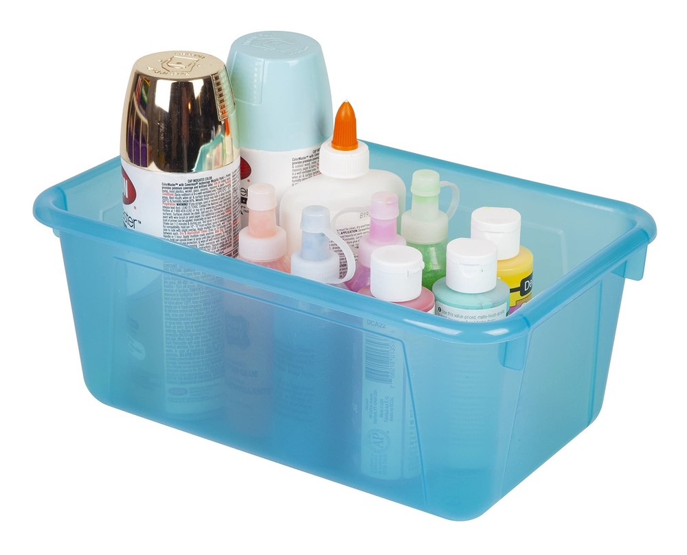 Small Cubby Bins – Plastic Storage Containers for Classroom with Non-Snap Lid...