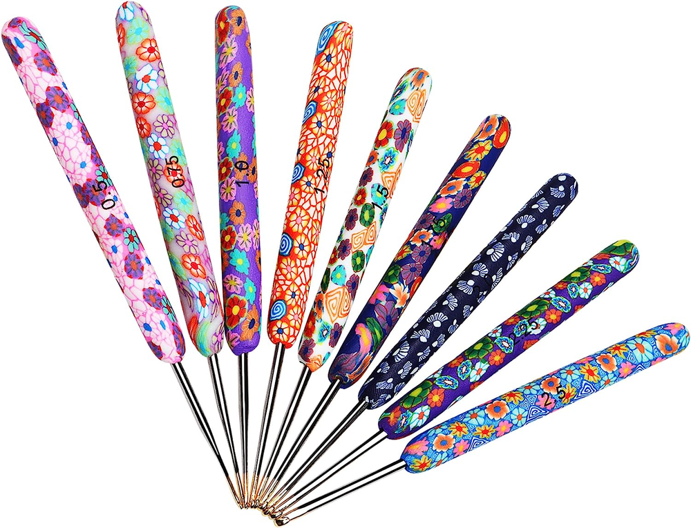 Warm Crochet Hook Set, 9 PCS, 0.5-2.5Mm, Extra Long, Ergonomic