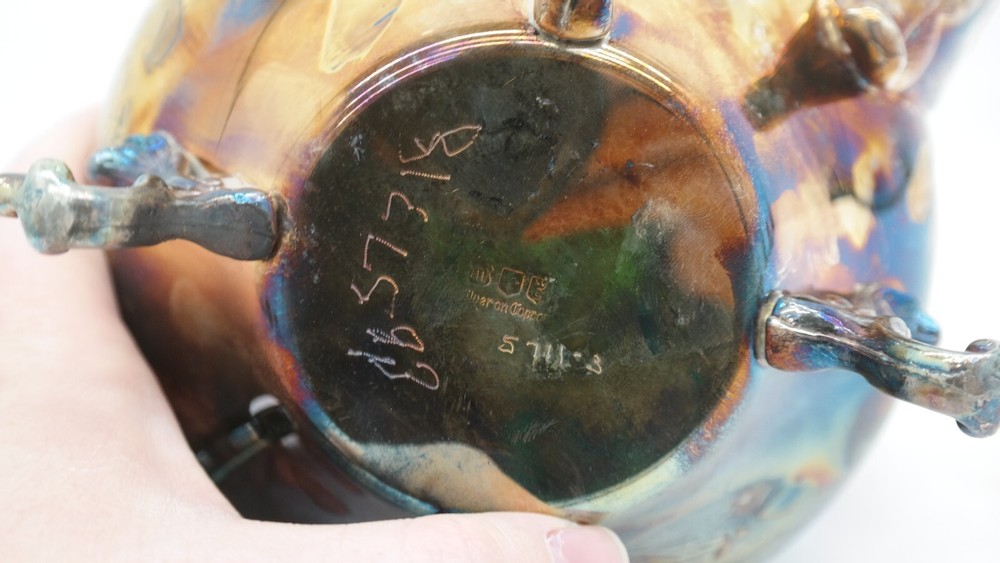 Antique Silver on Copper Footed Teapot S1