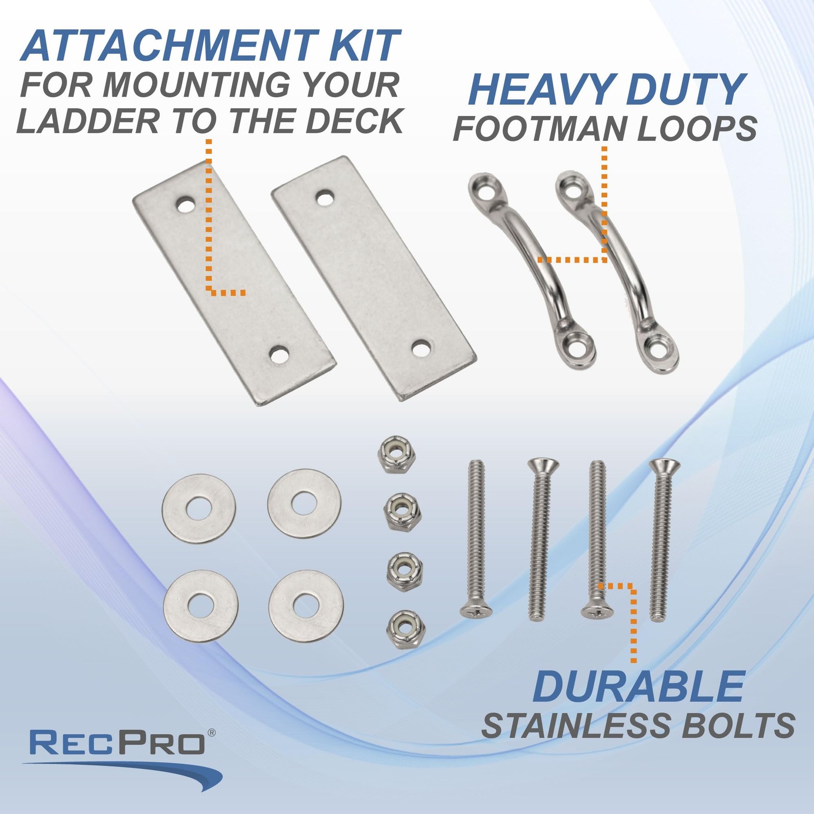 RecPro Marine LHW-LAK | Boat Dock Ladder Hardware Hardware, Silver
