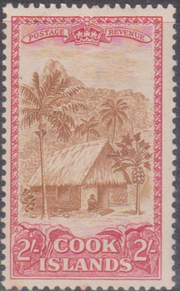 (F379-95) 1940 Cook Islands 2/- native hut stamp (CT)