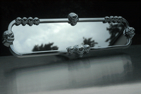 SKULL REARVIEW MIRROR ~ CHROME with mount to replace OEM ~ by CIPA # 32001