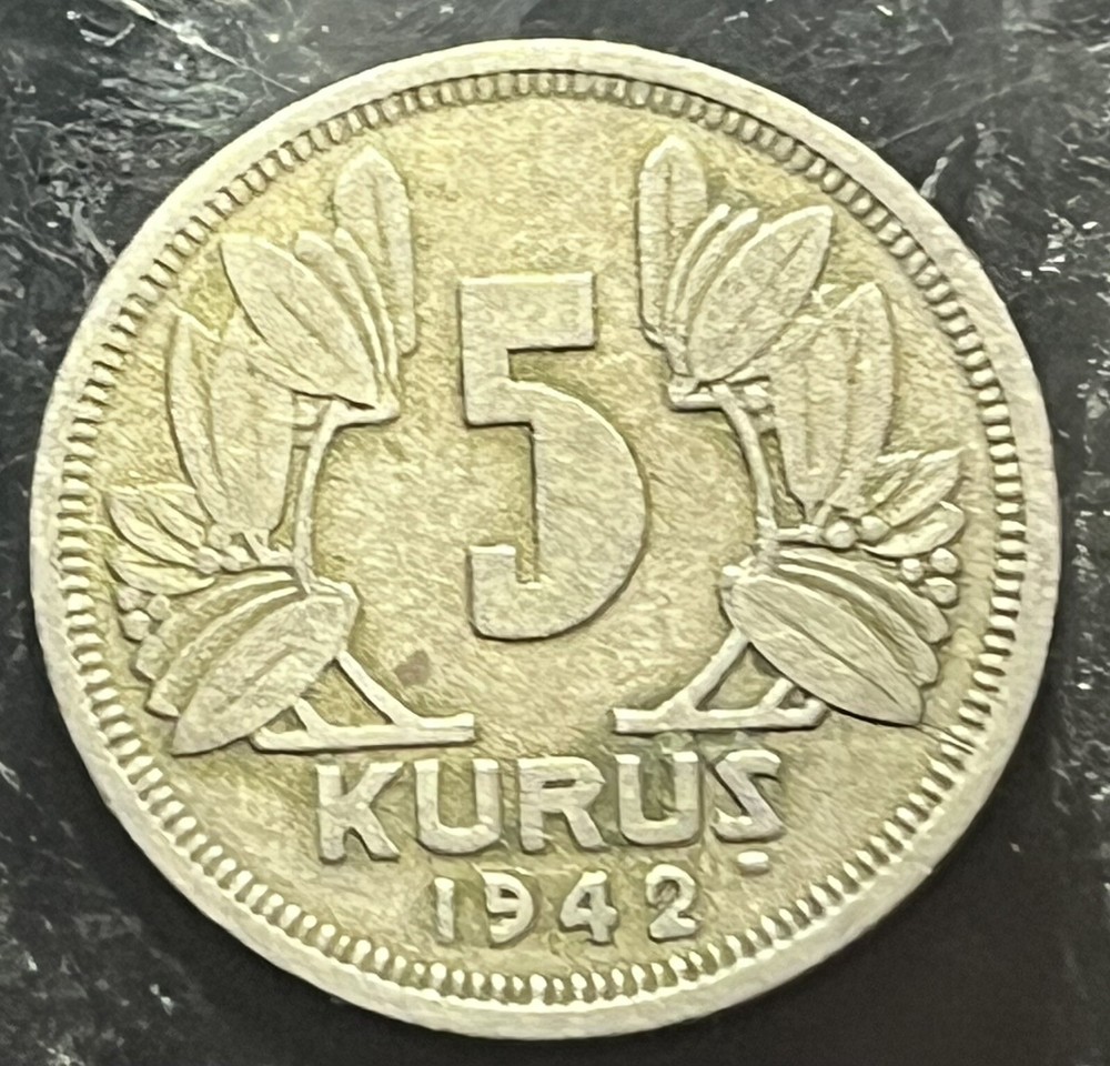 TURKEY KM862 5 Kurus 1942