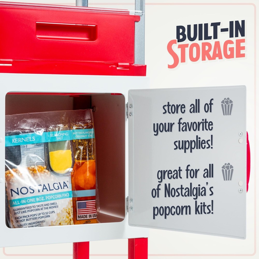 Nostalgia Popcorn Maker Machine - Professional Cart With 2.5 Oz Kettle Makes ...