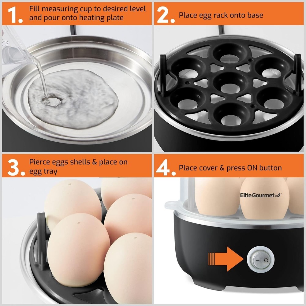 Electric Egg Cooker - Perfect 7-Egg Capacity for Soft, Medium & Hard-Boiled