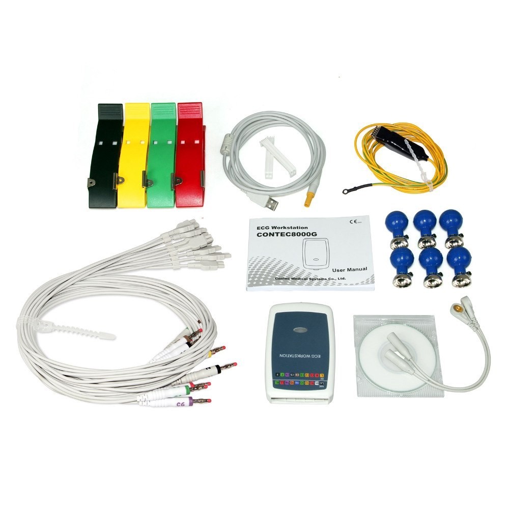 Portable 12 Lead Rest ECG Machine PC Based Workstation System Home Use