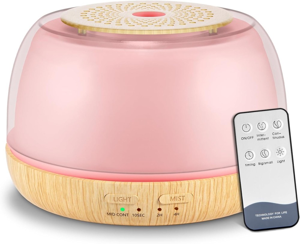 300ml Essential Oil Diffuser with Remote Control, 7-Color LED Lights, 4 Light