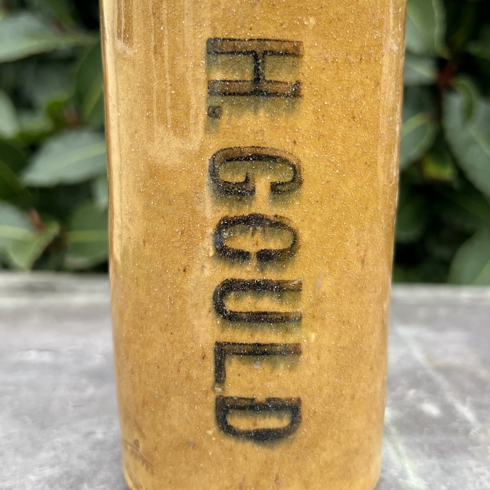 H. Gould Stoneware Old Fashioned Ginger Beer Bottle Rustic Kitchen Décor