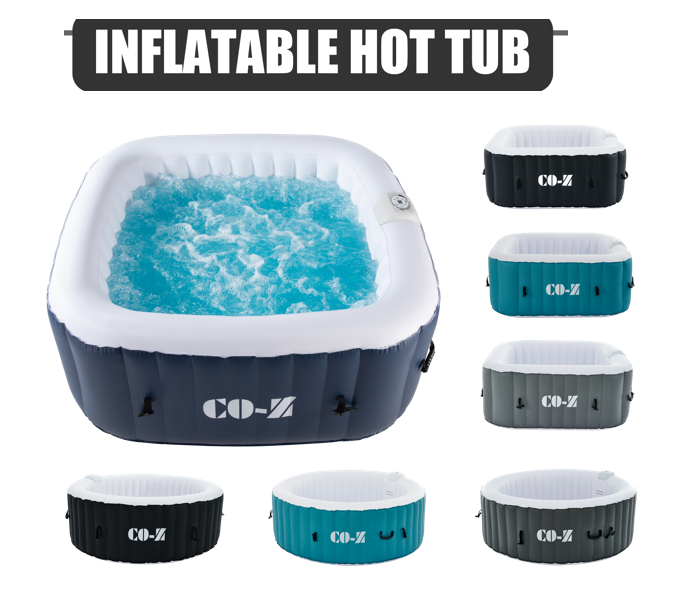 CO-Z Portable Inflatable Hot Tub Spa plus 130 Air Jet 5-7 Person Round, Outdoor