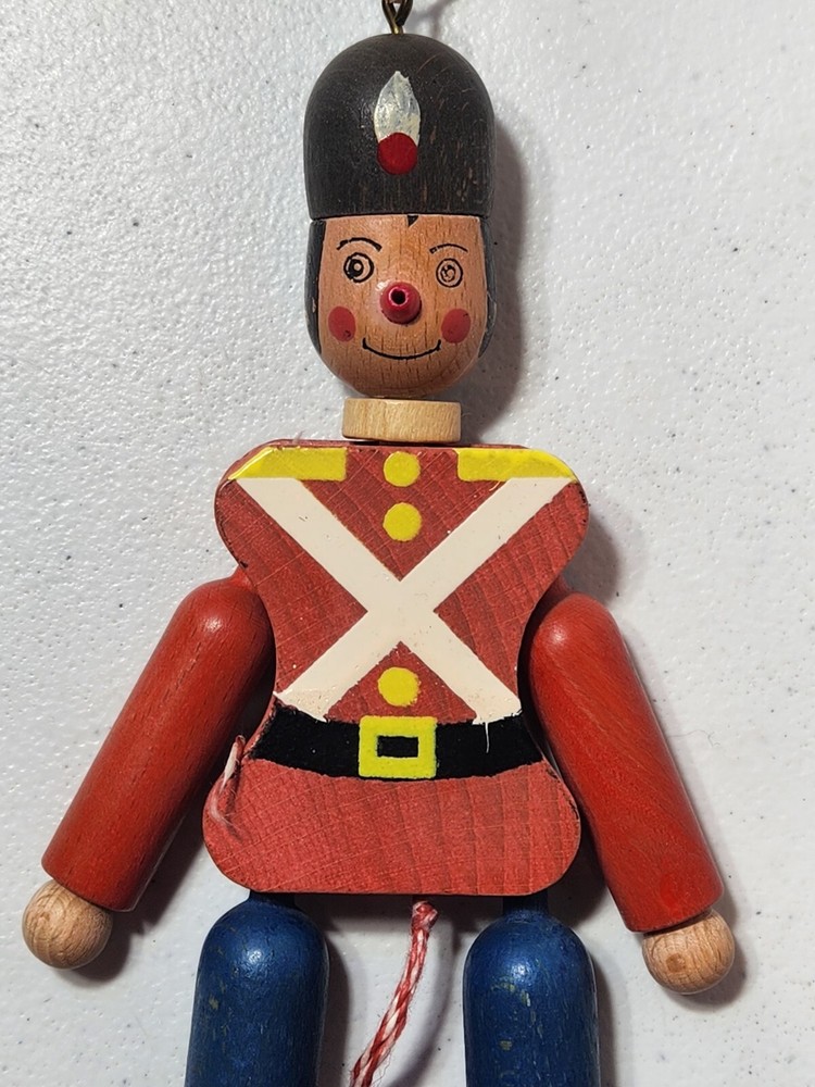 Vintage Pull String Wooden Toy Soldier