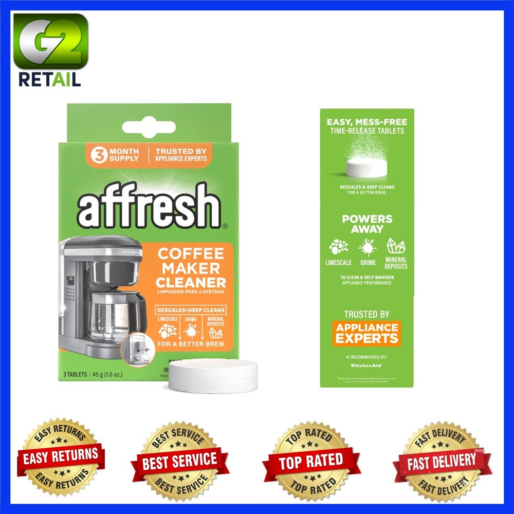 3-Count Affresh Easy Drop Coffee Maker Cleaner Tablets - Unscented and Effective