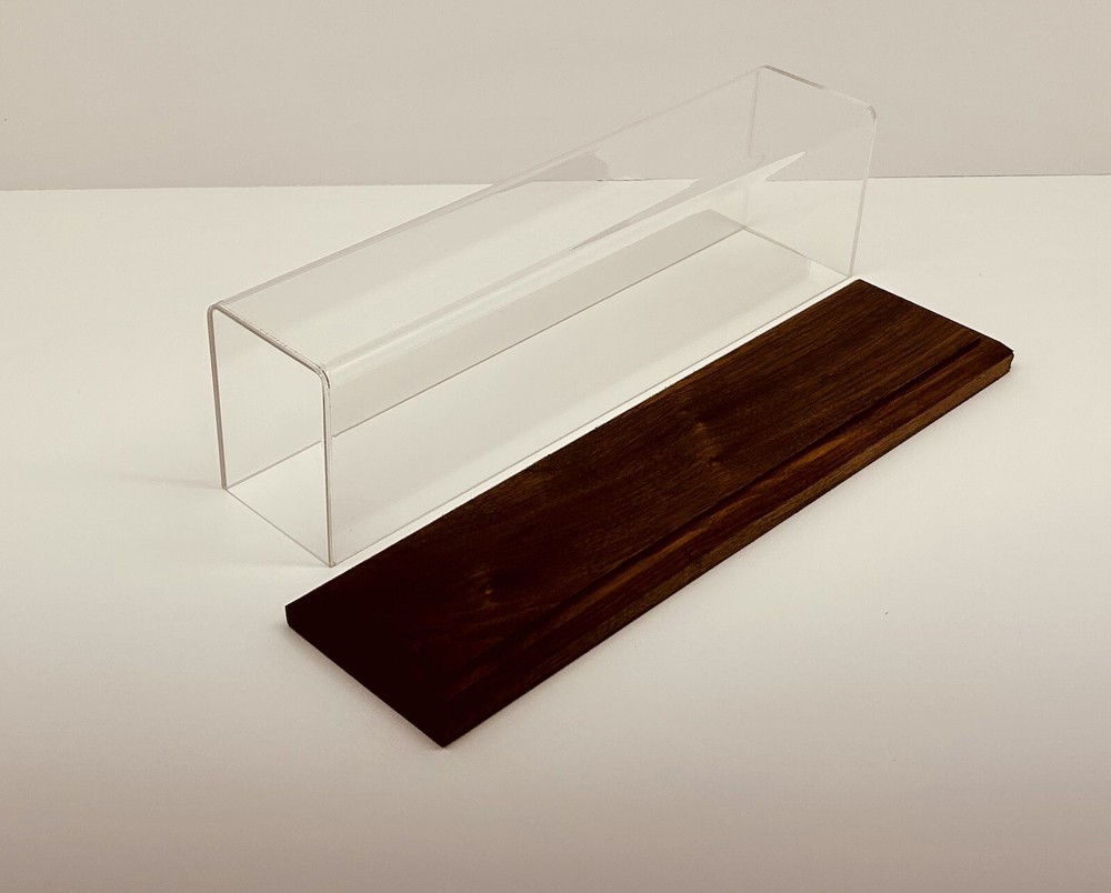 15" Long HO Scale Model Train Display Case, Walnut Base