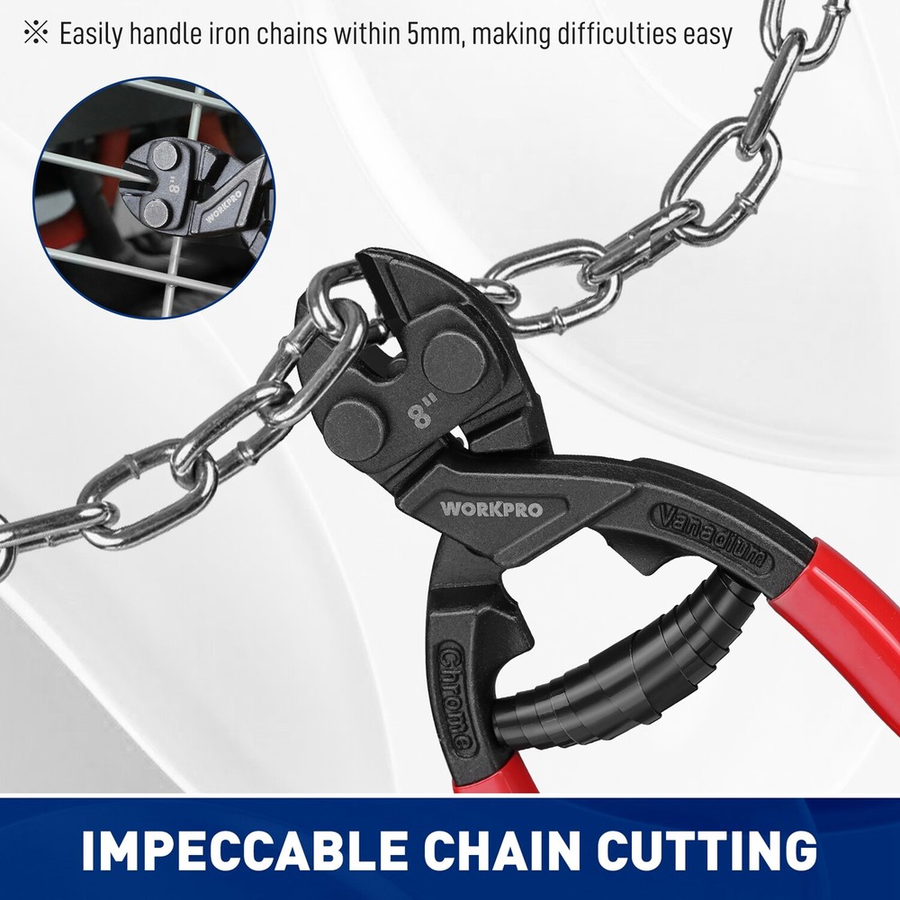 WORKPRO 8" Mini Bolt Cutter Compact Bolt Cutters for Cutting Wire Cables Chains