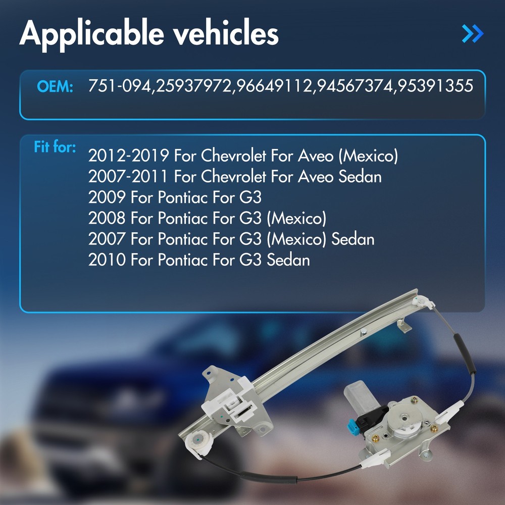 Window Regulator w/ Motor For Chevrolet Aveo 2007-2019 Rear Left Side