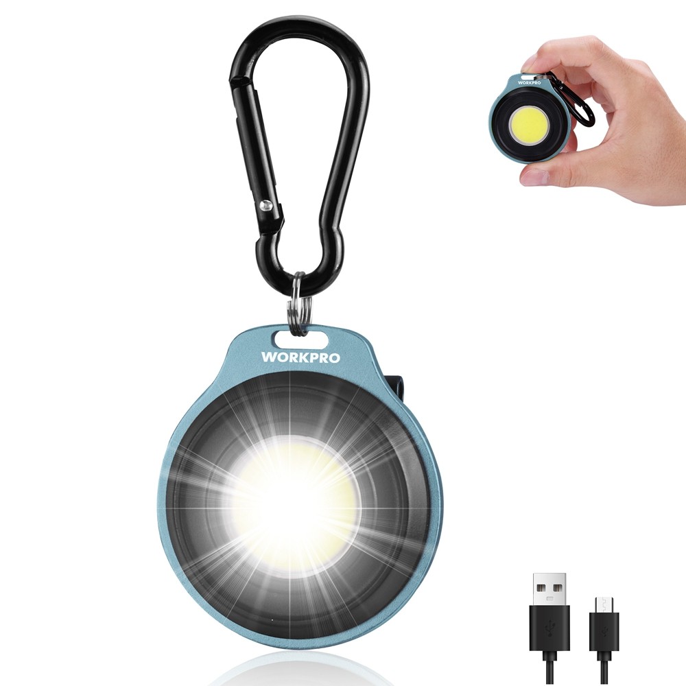 WORKPRO COB Keychain Light Rechargeable Magnetic Mini Flashlight with Hat Clip