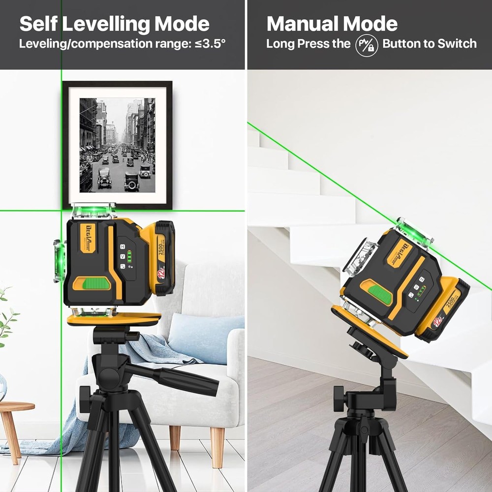 DEGLASERS Laser Level 360 Self Leveling with Tripod