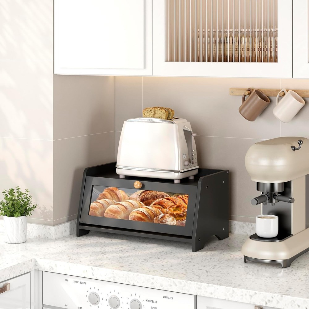 JANSNIMEN Bread Box for Kitchen Countertop, Large Bread Container Storage, Wo...