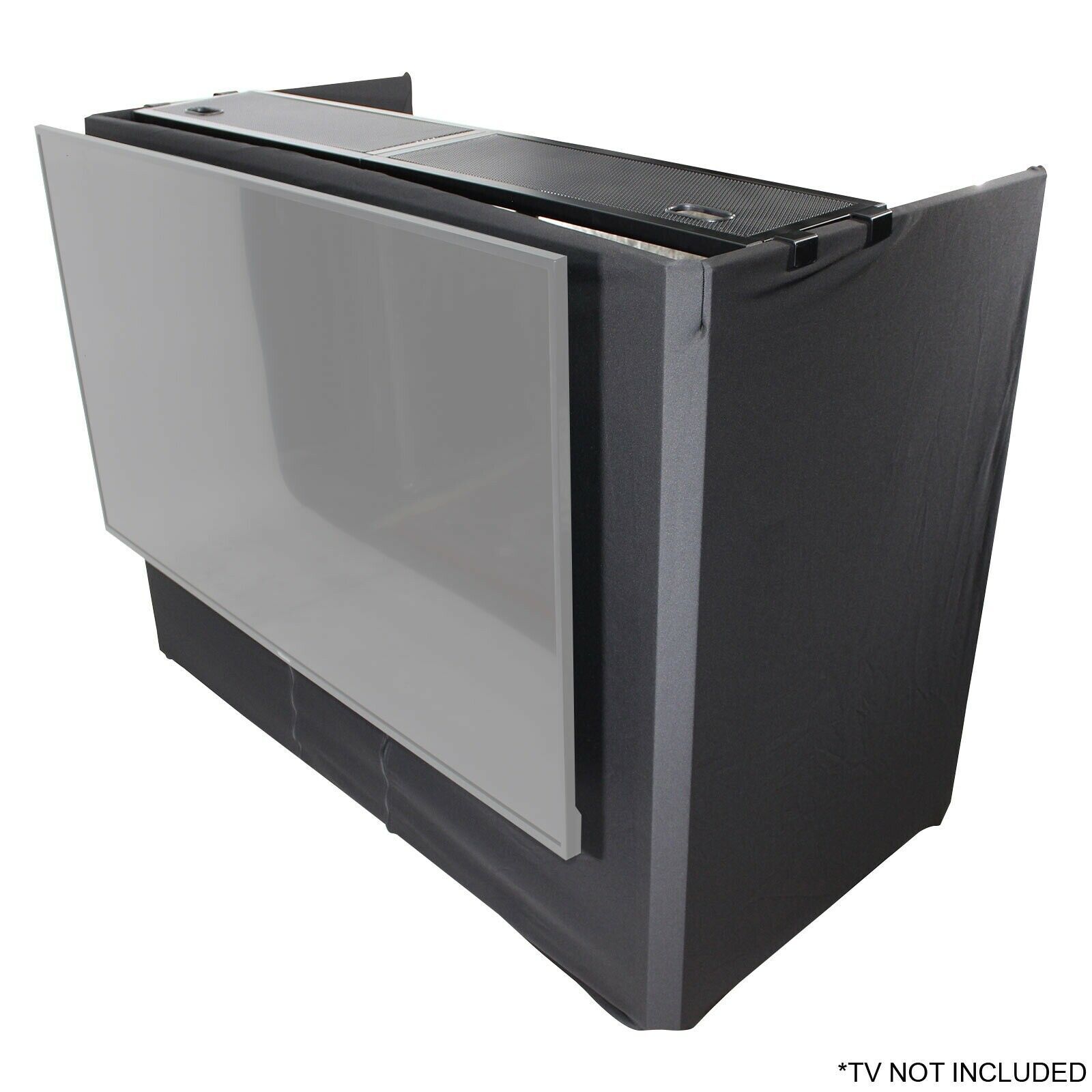 ProX XF-MESA MEDIA Portable DJ Facade Table Station with TV Mount, Scrims & Bag