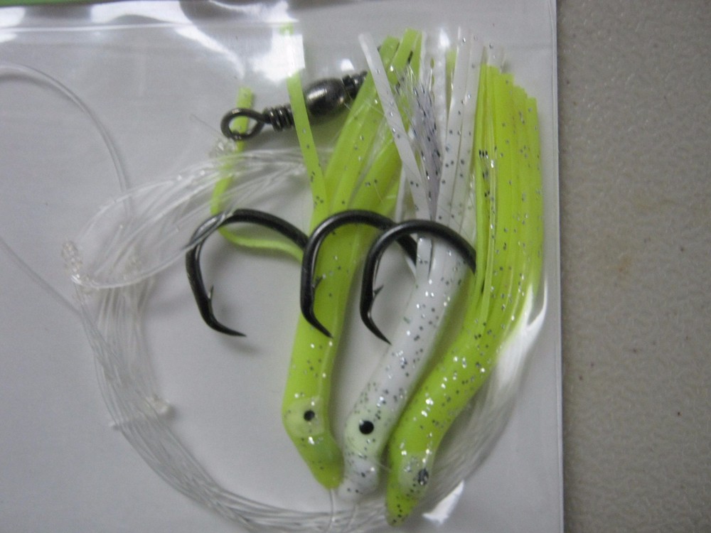 4 Circle Sea Squid Rigs Black Pearl  3 hooks  5/0 rockfish bottomfish cod