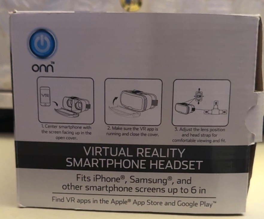 Onn Virtual Reality Smartphone Headset White NEW