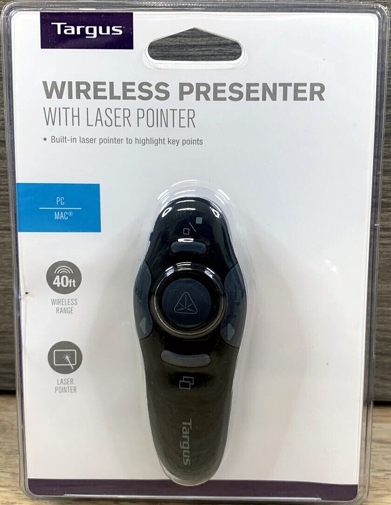 Targus Wireless USB Presenter Laser Pointer AMP16B Highlight Key PC MAC 2.4GHz