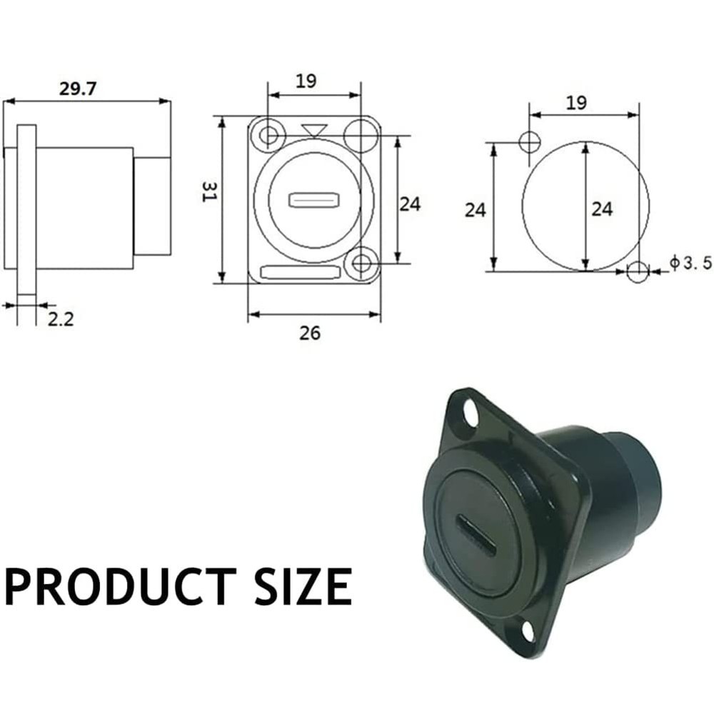 PENGLIN 2PCS USB 3.1 Type C Panel Mount Coupler, D-Type 2PCS(D-TYPE), Black