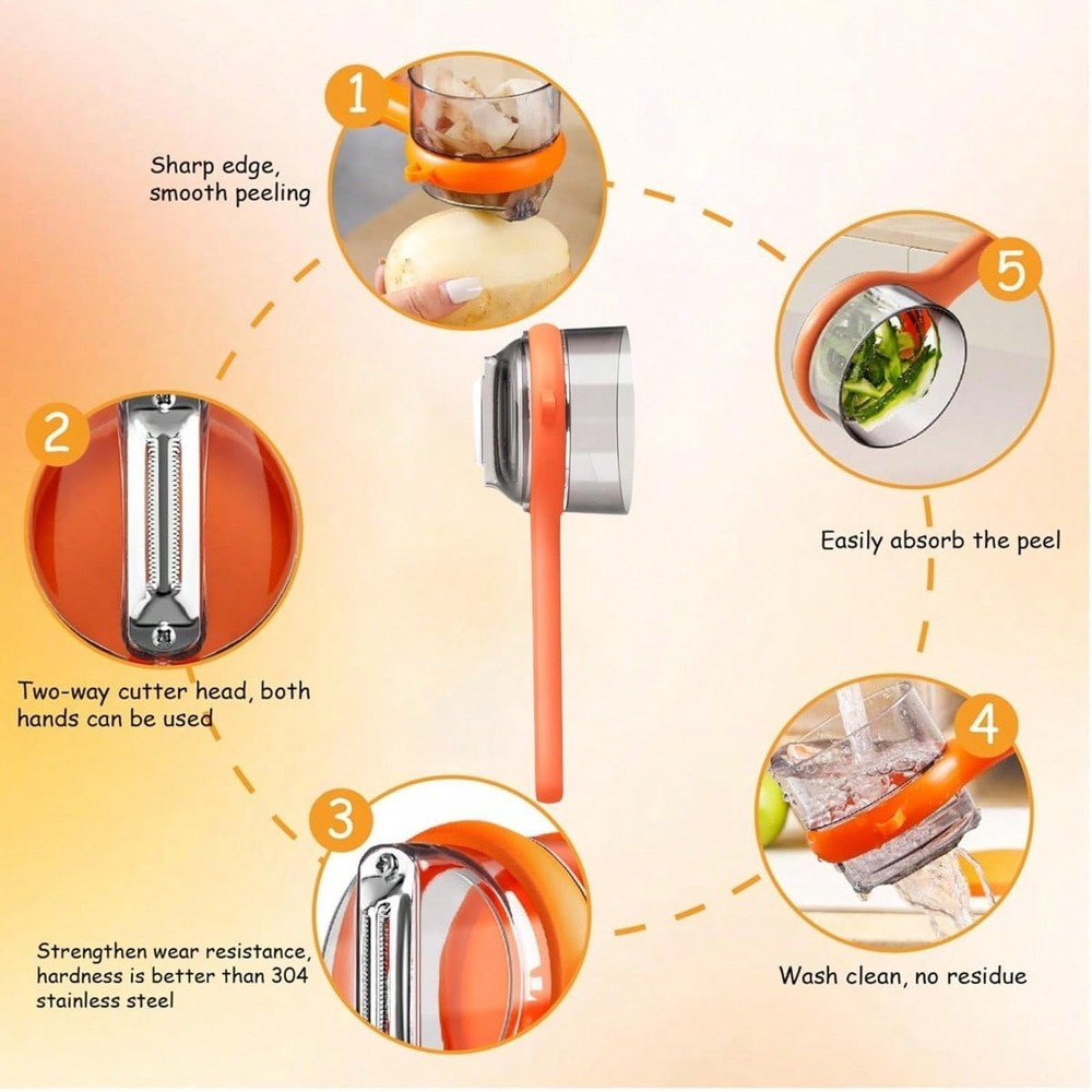 Kitchen Multi-Functional Peeler With Bucket Storage Scratcher Fruit Peeling Knif