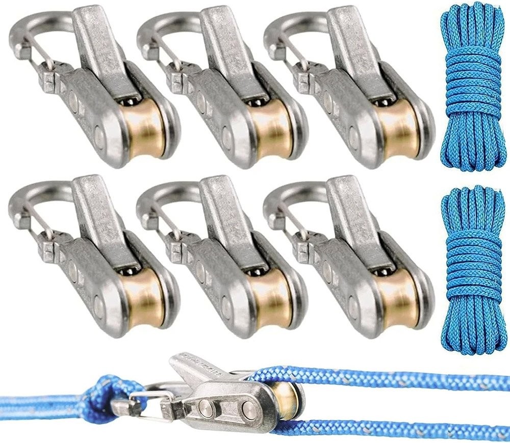 6 Hooks Rope with Roller Tensioner Lock Buckle Cable Puller Camping 2026 USA