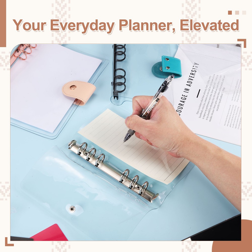 A6 Binder Cover, Soft PVC 6 Round Ring Clear Refillable Notebook, Silver Clip