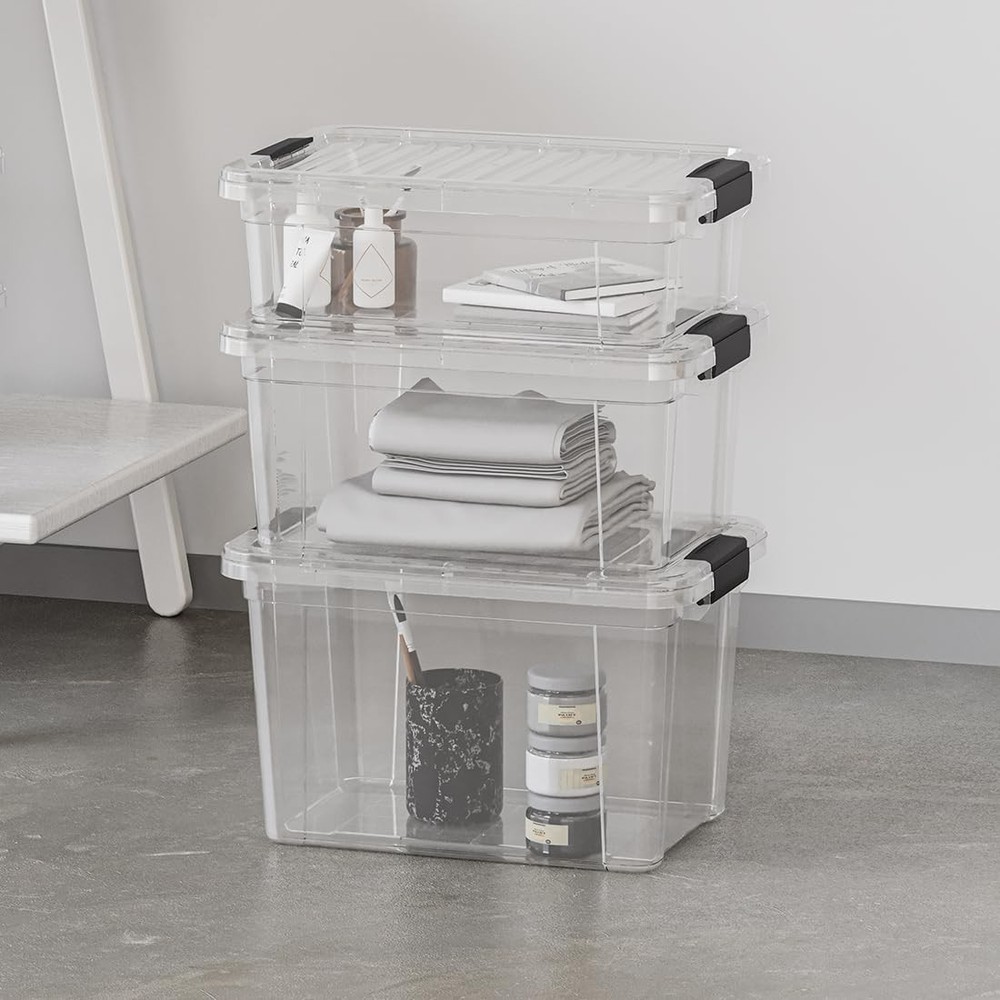 Superio 14.25 Quart Clear Stackable Storage Bin Durable Organizing Container