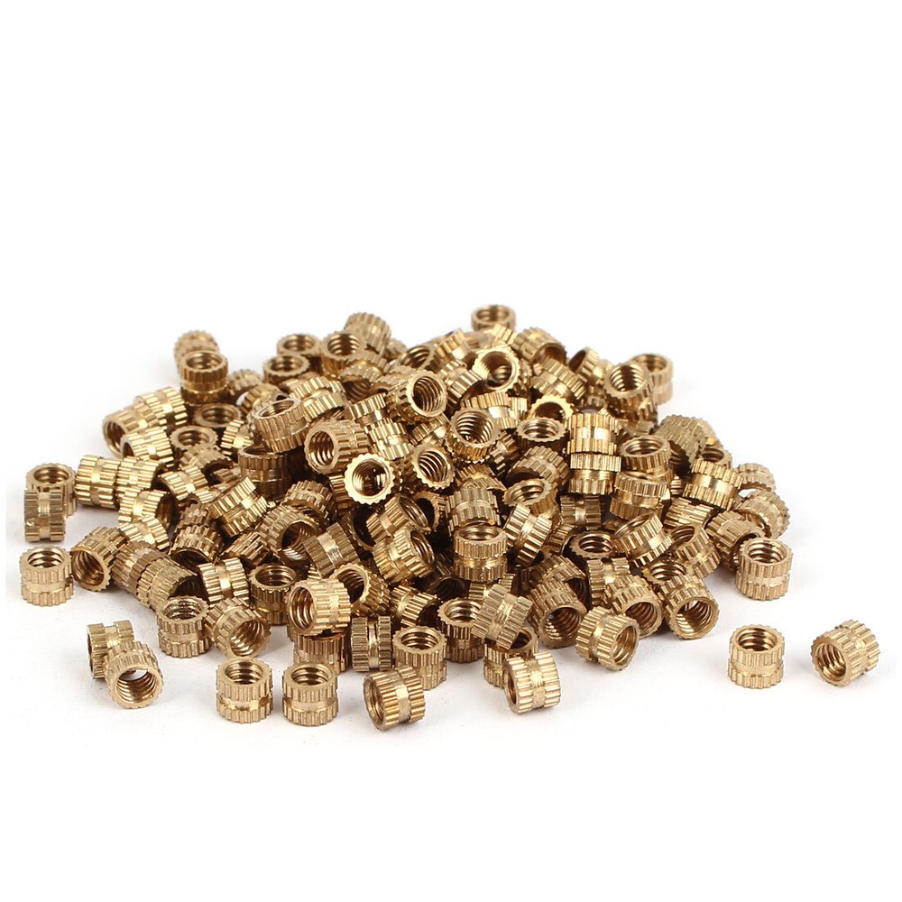 200pcs M4 x 4mm Female Thread Brass Knurled Threaded Insert Embedment Nuts