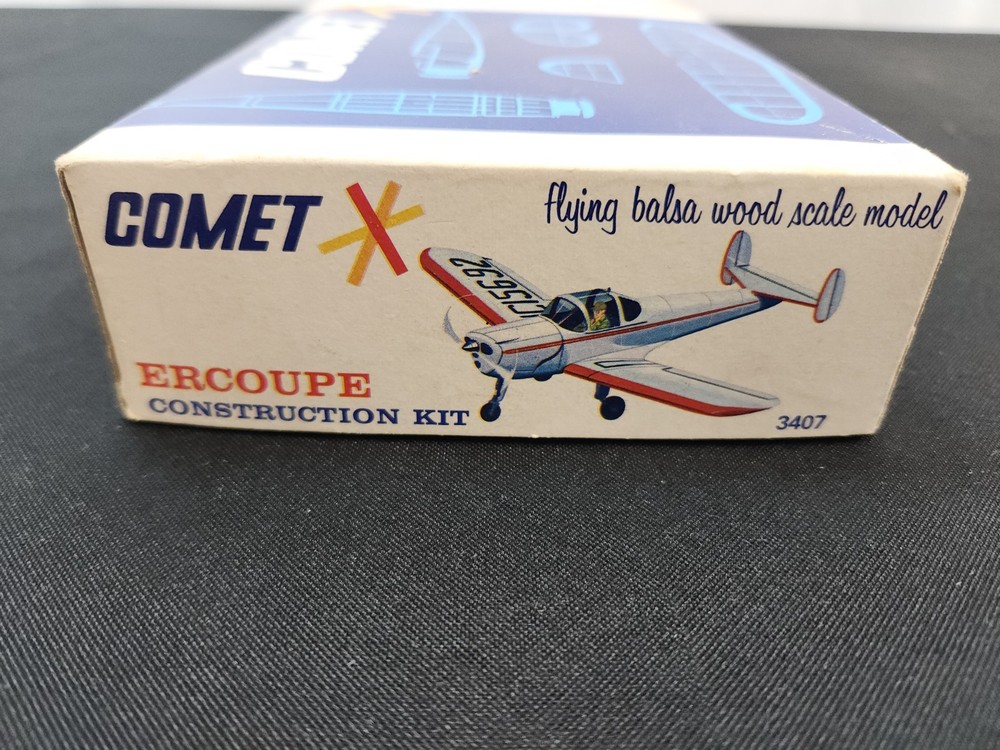 Vintage Balsa model plane kit Comet Ercoupe 3407 24" span