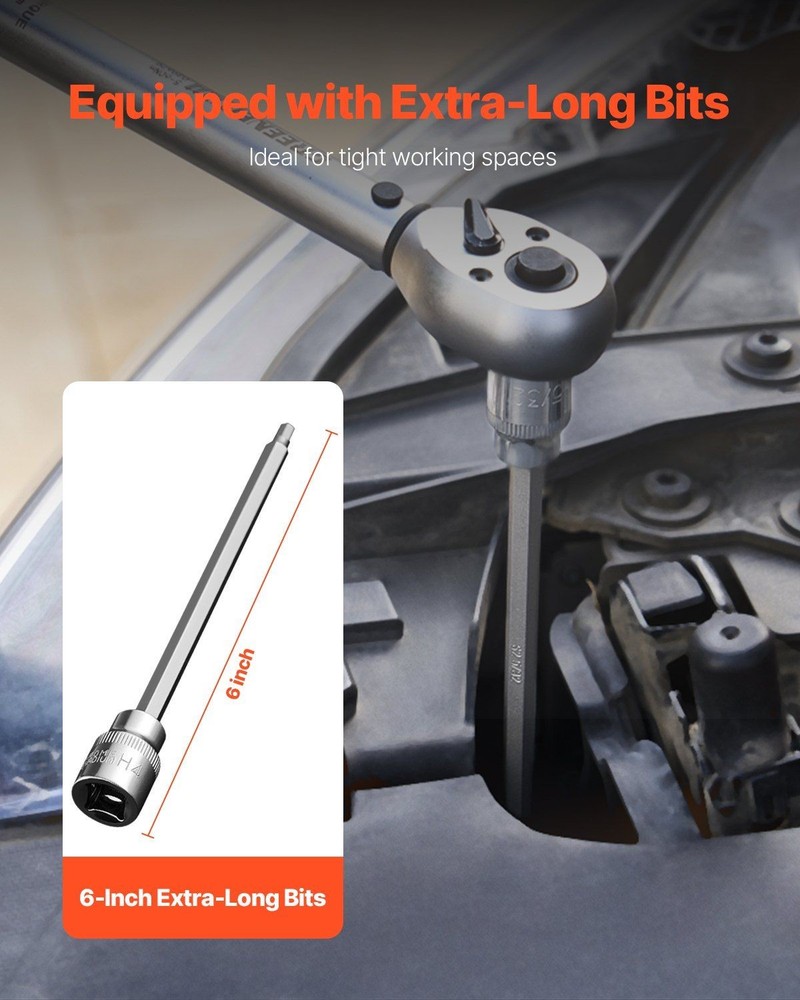 Extended 3/8in Drive S2 Alloy 18Pc Hex Bit Socket Set