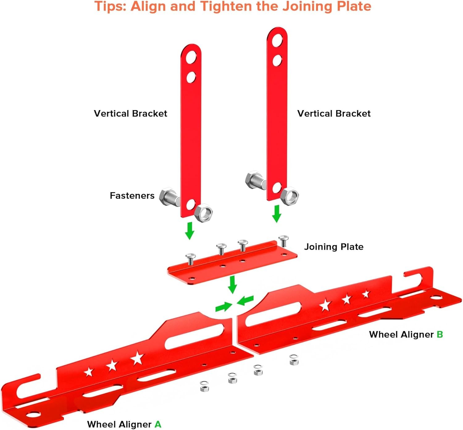 2Pcs Upgraded Wheel Toe Alignment Tool Plate Kit with Measuring Tapes - Red NEW